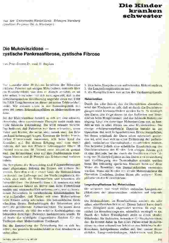 Vorschauseite 1: Die Mukoviszidose - zystische Pankreasfibrose, zystische Fibrose