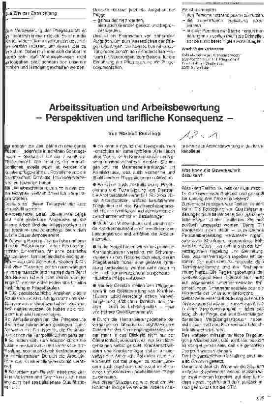 Vorschauseite 1: Arbeitssituation und Arbeitsbewertung - Perspektiven und tarifliche Konsequenz -