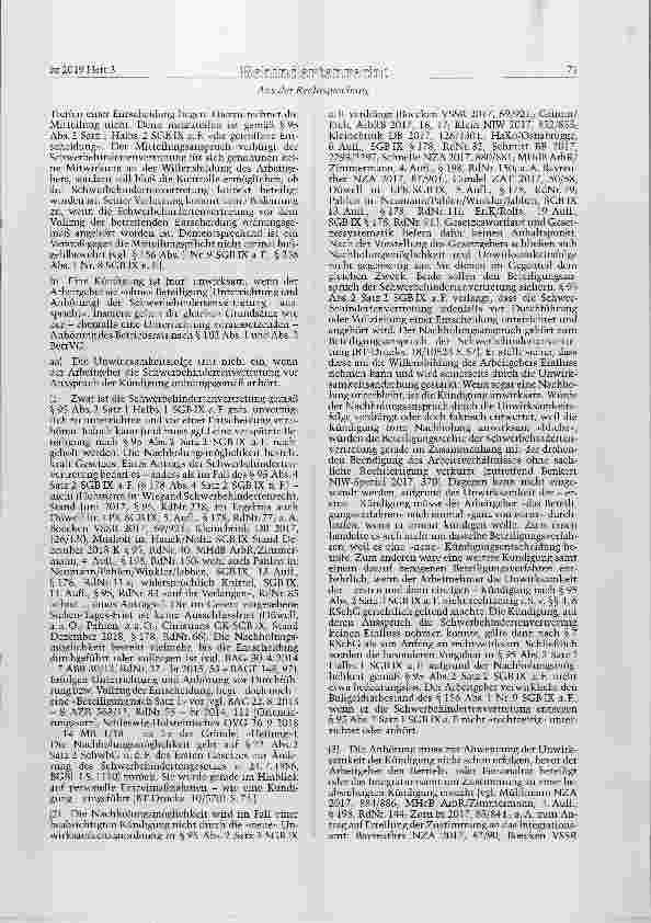 Vorschauseite 2: SGB IX § 178 Abs. 2 Satz 3 (= § 95 Abs. 2 Satz 3 SGB IX a. F.)Kündigung des Arbeitsverhältnisses durch den Arbeitgeber - Beteiligung der Schwerbehindertenvertretung