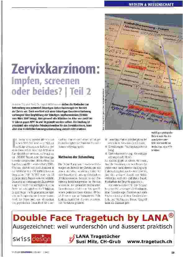Vorschauseite 1: Zervixkarzinom Impfen, screenen oder beides? I Teil 2