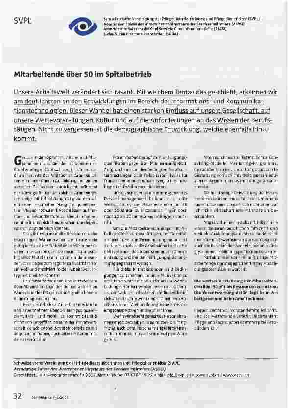 Vorschauseite 1: Mitarbeitende über 50 im Spitalbetrieb