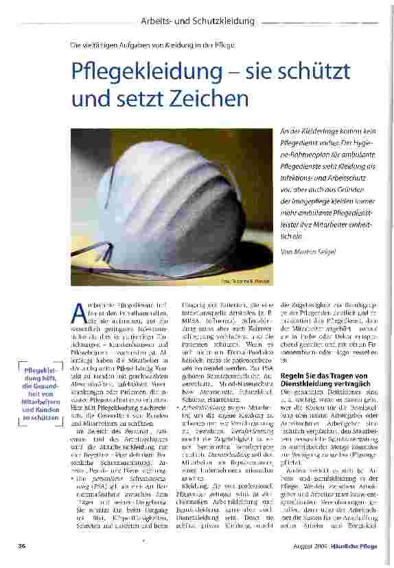 Vorschauseite 1: Pflegekleidung - sie schützt und setzt Zeichen