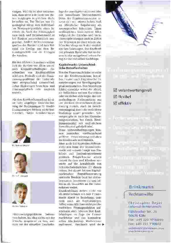 Vorschauseite 2: Krankenhäuser in der „Kreditklemme?