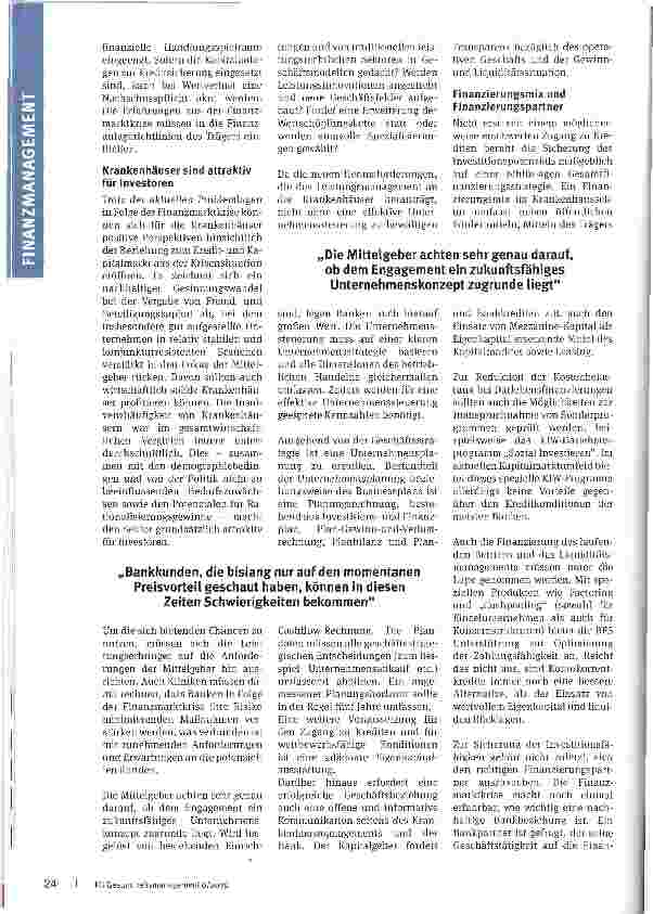 Vorschauseite 3: Krankenhäuser in der „Kreditklemme?