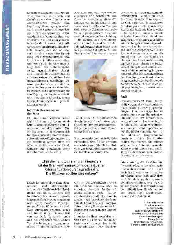 Vorschauseite 5: Krankenhäuser in der „Kreditklemme?
