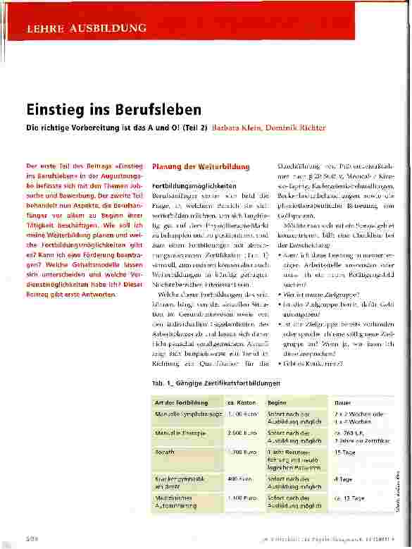 Vorschauseite 1: Einstieg ins Berufsleben
