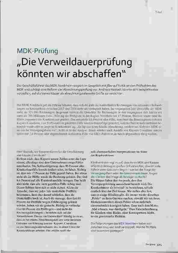 Vorschauseite 1: „Die Verweildauerprüfung könnten wir abschaffen