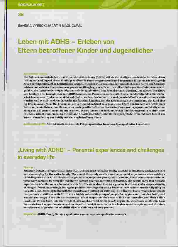 Vorschauseite 1: Leben mit ADHS - Erleben von Eltern betroffener Kinder und Jugendlicher