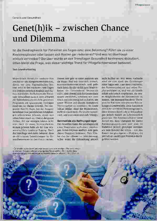 Vorschauseite 1: Genet (h)ik zwischen Chance und Dilemma