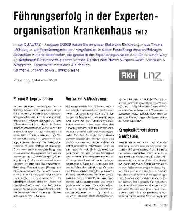 Vorschauseite 1: Führungserfolg in der Expertenorganisation Krankenhaus Teil2