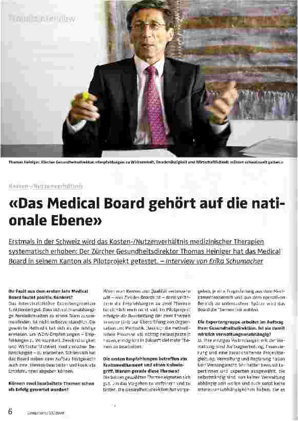 Vorschauseite 1: «Das Medical Board gehört auf die nationale Ebene»