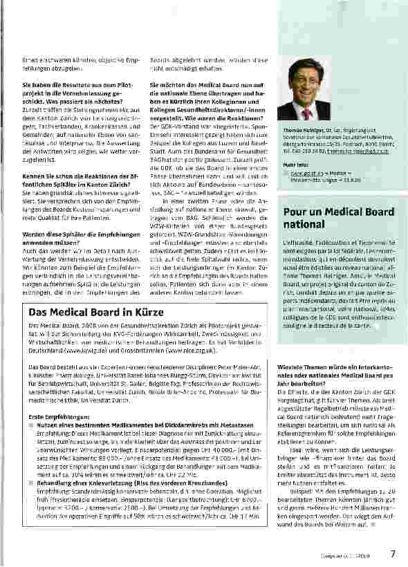Vorschauseite 2: «Das Medical Board gehört auf die nationale Ebene»
