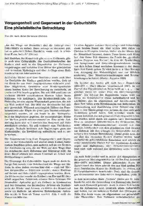 Vorschauseite 1: Vergangenheit und Gegenwart in der Geburtshilfe Eine philatelistische Betrachtung