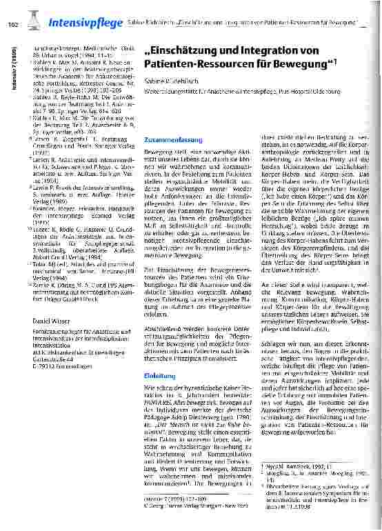 Vorschauseite 1: Einschätzung und Integration von Patienten-Ressourcen für Bewegung