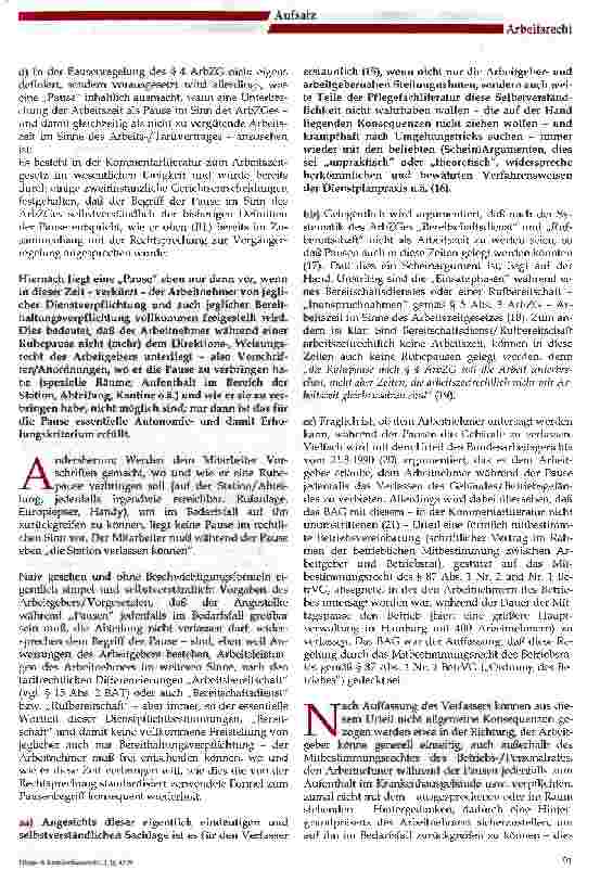Vorschauseite 2: Ruhepausen im Krankenhaus und in Pflegeeinrichtungen