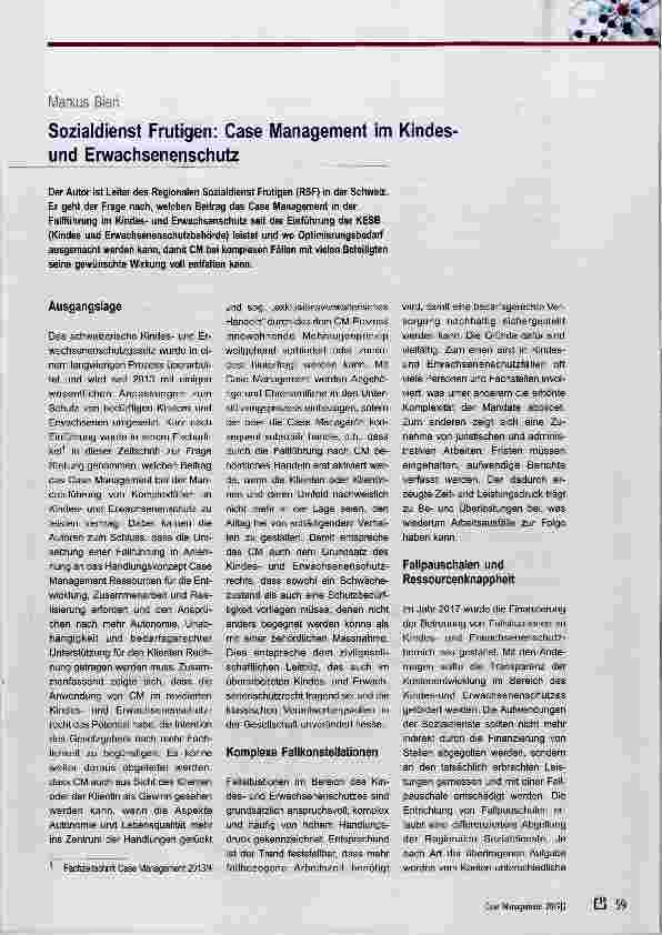 Vorschauseite 1: Sozialdienst Frutigen; Case Management im Kindesund Erwachsenenschutz