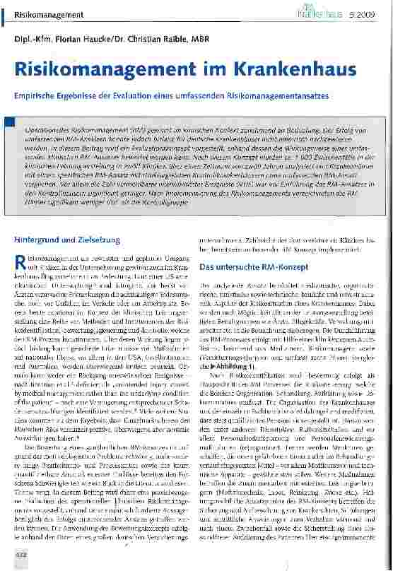 Vorschauseite 1: Risikomanagement im Krankenhaus