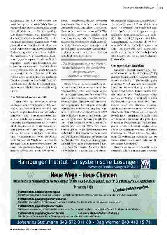 Vorschauseite 2: Der Gesundheitsfonds kommt