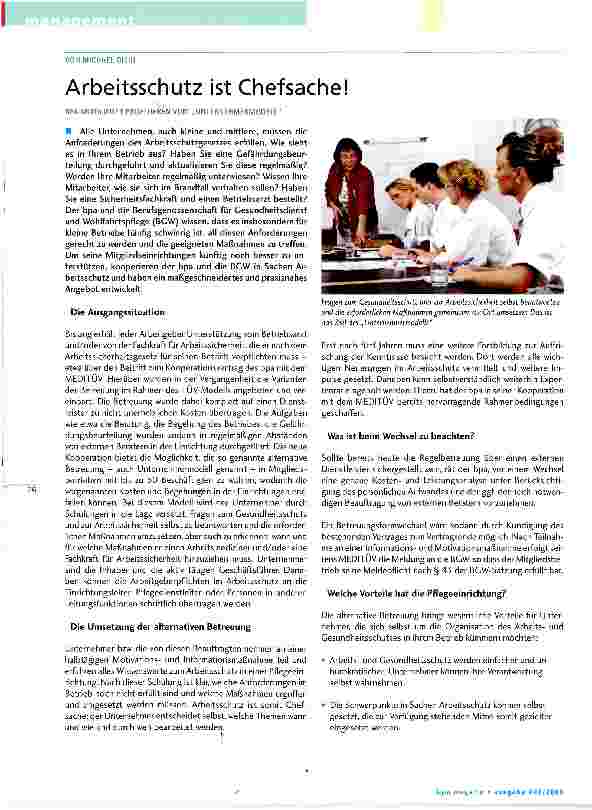 Vorschauseite 1: Arbeitsschutz ist Chefsache!BPA-MITGLIEDER PROFITIEREN VOM „UNTERNEHMERMODELL