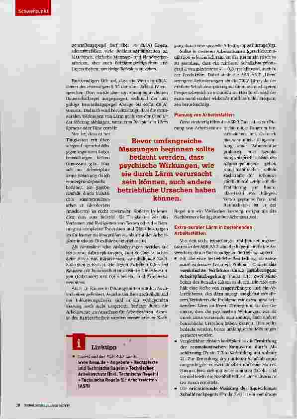 Vorschauseite 3: Die Reqel für Arbeitsstätten „Lärm in der Praxis