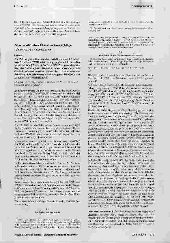 Vorschauseite 1: Arbeitszeitkonto Überstundenzuschläge