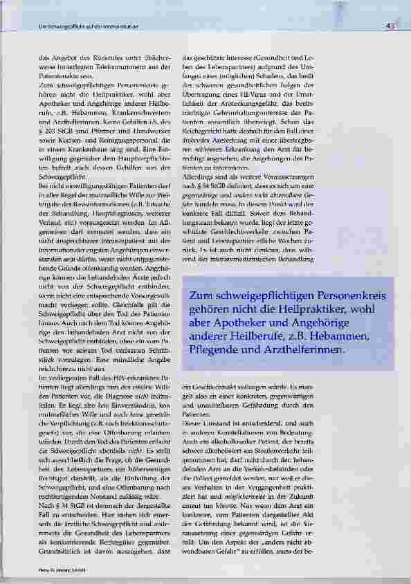 Vorschauseite 6: Die Schweigepflicht auf der Intensivstation