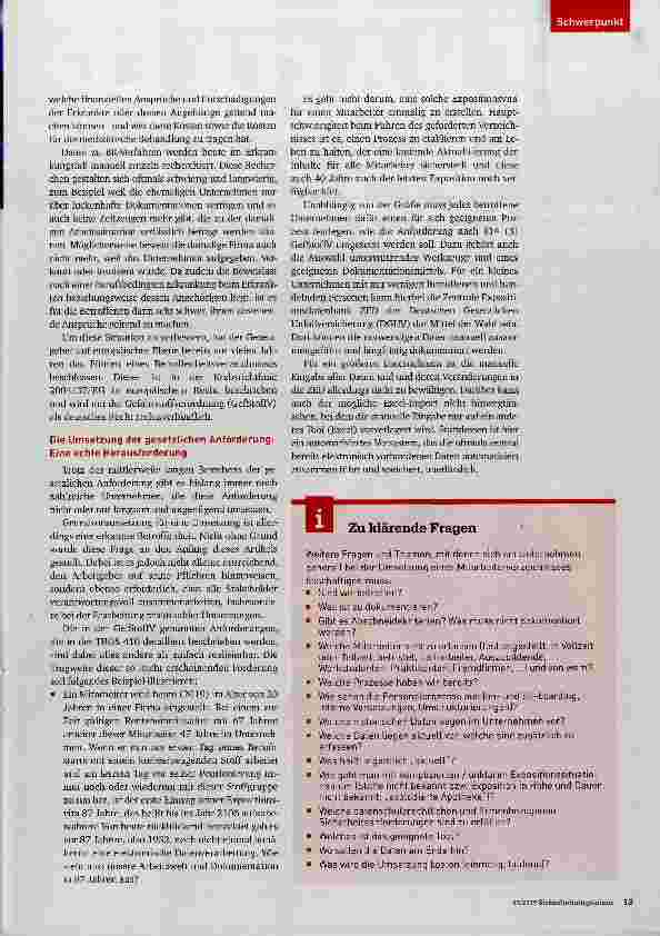 Vorschauseite 2: Das Mitarbeiterverzeichnis bei Tätigkeiten mit krebserzeugenden Stoffen