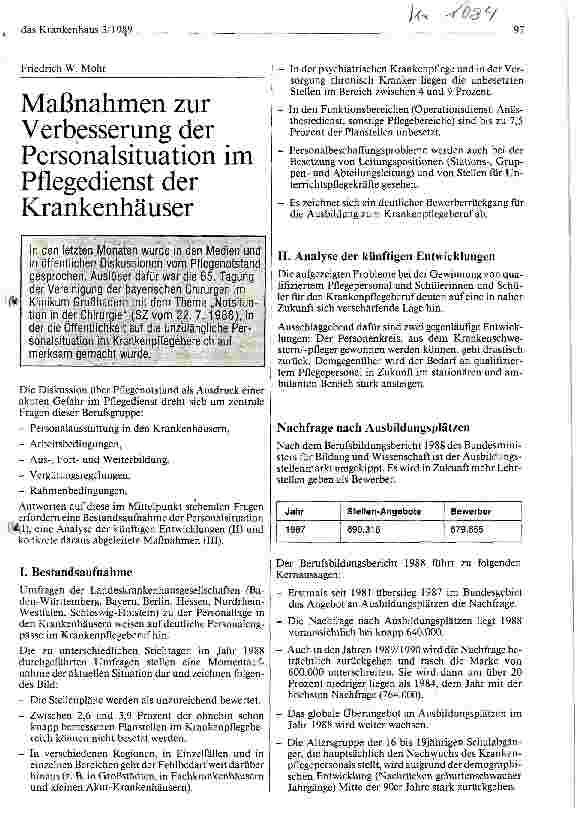 Vorschauseite 1: Maßnahmen zur Verbesserung der Personalsituation im Pflegedienst der Krankenhäuser