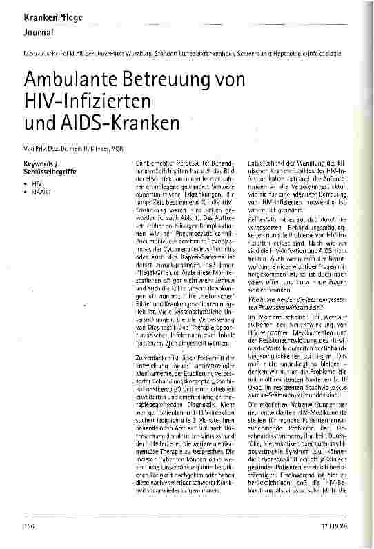 Vorschauseite 1: Ambulante Betreuung von HIV-Infizierten und AIDS-Kranken