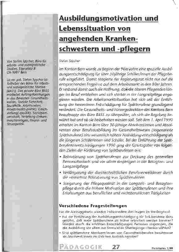 Vorschauseite 1: Ausbildungsmotivation und Lebenssituation von angehenden Krankenschwestern und -pflegern