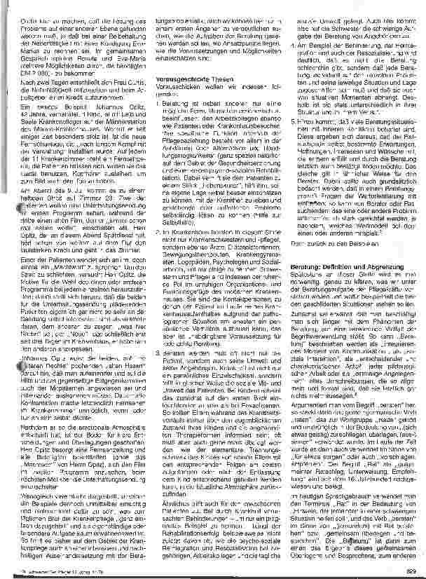 Vorschauseite 2: Überlegungen zur Beratungsaufgabe der Krankenschwester Pädagogische Aspekte der Krankenpflege 12. Folge (Schluß)