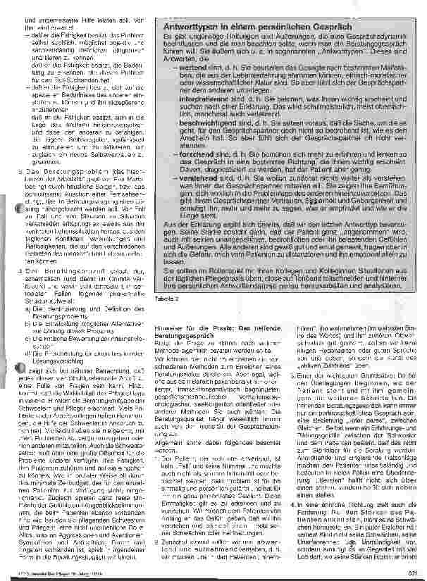 Vorschauseite 4: Überlegungen zur Beratungsaufgabe der Krankenschwester Pädagogische Aspekte der Krankenpflege 12. Folge (Schluß)