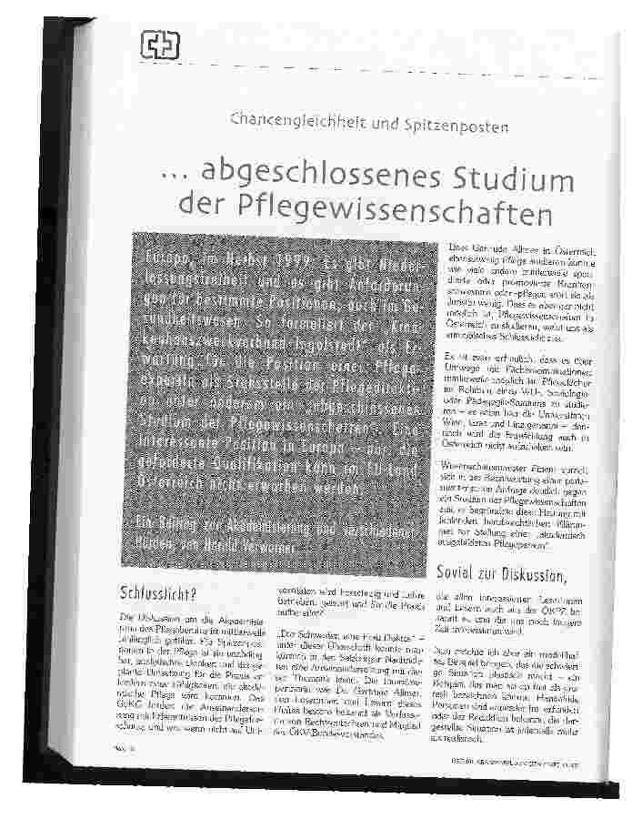 Vorschauseite 1: ...abgeschlossenes Studium der Pflegewissenschaften Chancengleichheit und Spitzenposten