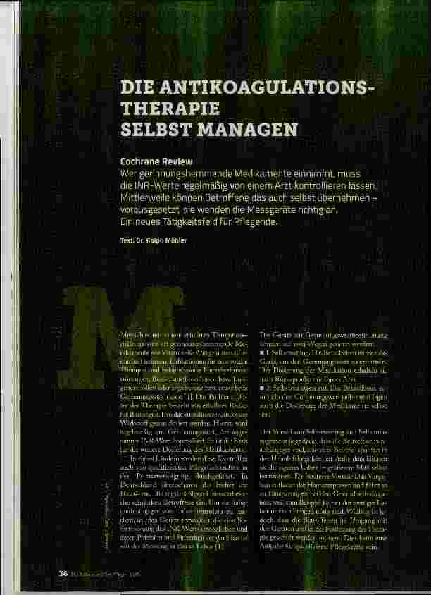 Vorschauseite 1: DIE ANTIKOAGULATIONSTHERAPIE SELBST MANAGEN