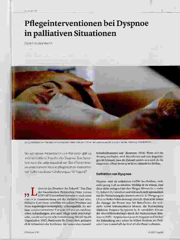 Vorschauseite 1: Pflegeinterventionen bei Dyspnoe in palliativen Situationen