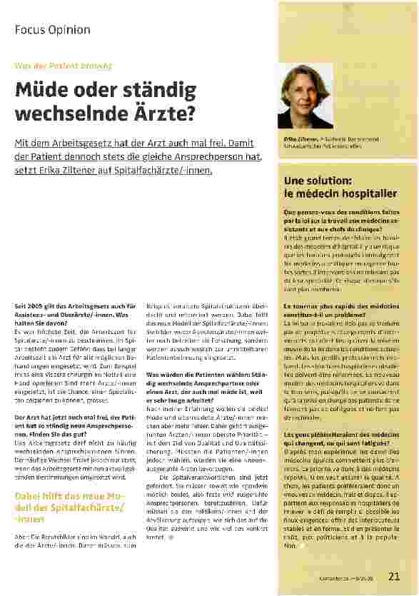 Vorschauseite 1: Müde oder ständig wechselnde Ärzte?