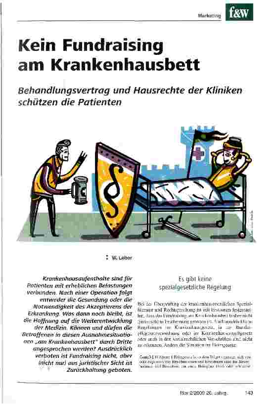 Vorschauseite 1: Kein Fundraising am Krankenhausbett