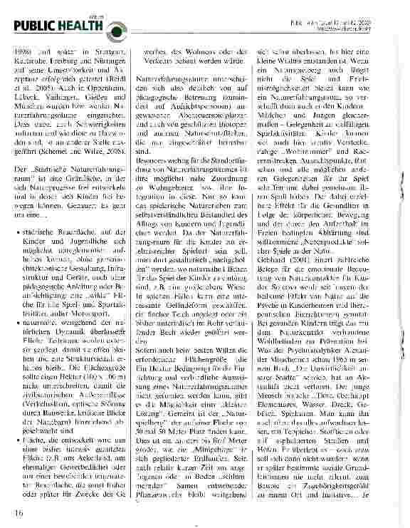 Vorschauseite 2: Naturerfahrungsräume - ein Beitrag der Stadtplanung zur Prävention und Gesundheitsförderung