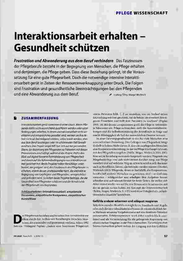 Vorschauseite 1: Interaktionsarbeit erhalten Gesundheit schützen