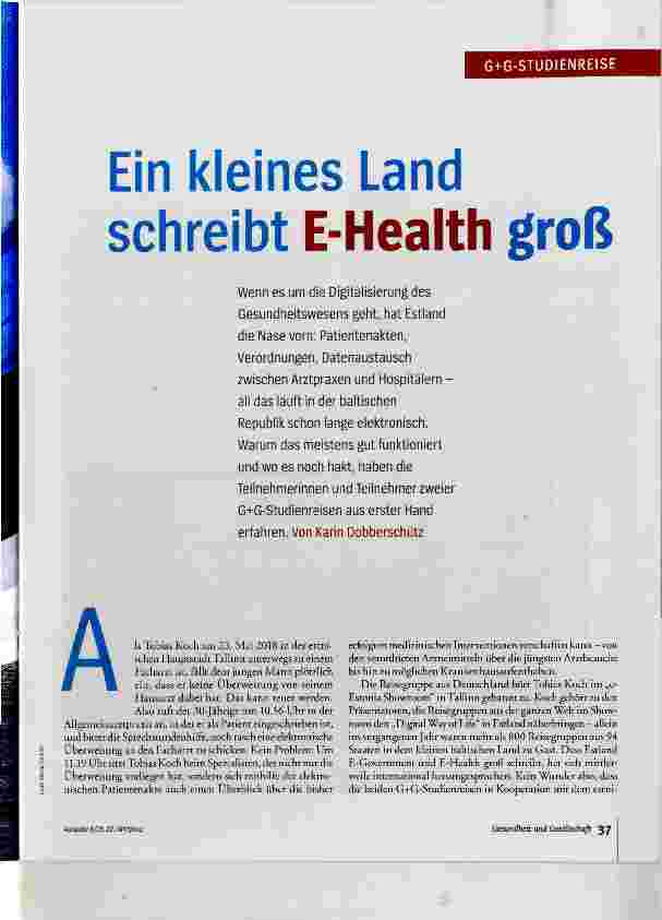 Vorschauseite 1: Ein kleines Land schreibt E-Health groß