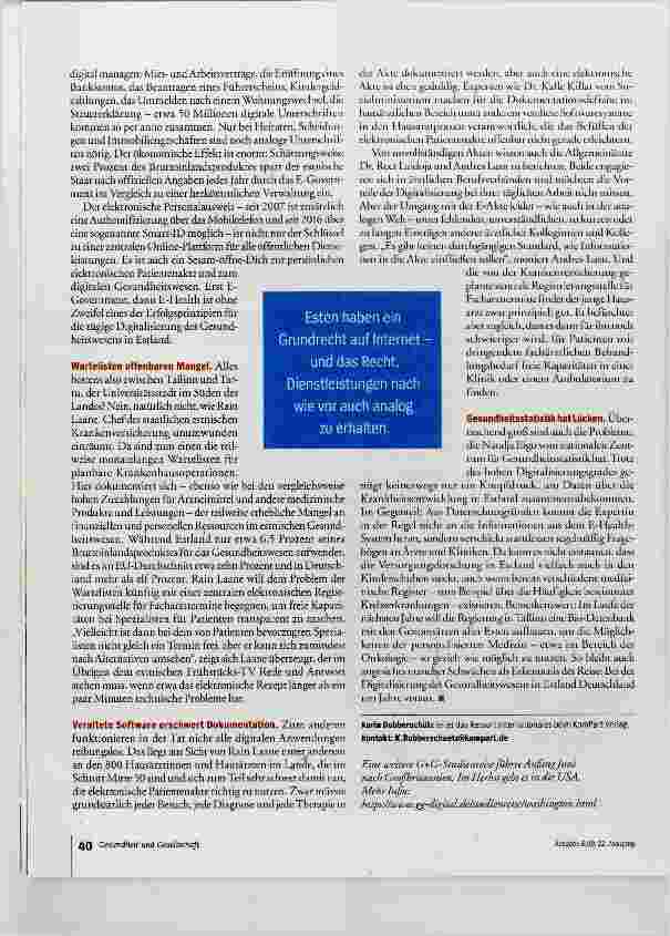 Vorschauseite 4: Ein kleines Land schreibt E-Health groß