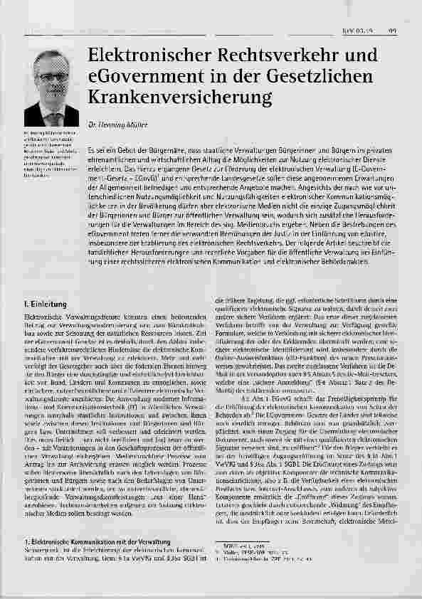 Vorschauseite 1: Elektronischer Rechtsverkehr und eGovernment in der Gesetzlichen Krankenversicherung