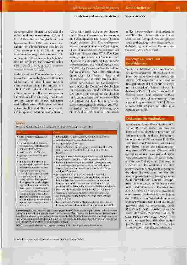 Vorschauseite 2: Empfehlungen zur extrakorporalen kardiopulmonalen Reanimation (eCPR): Konsensuspapier der DGIIN, DGK, DGTHG, DGfK, DGNI, DGAI, DIVI und GRC