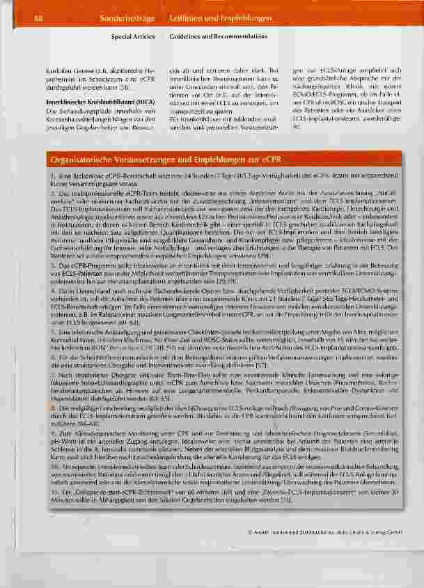 Vorschauseite 5: Empfehlungen zur extrakorporalen kardiopulmonalen Reanimation (eCPR): Konsensuspapier der DGIIN, DGK, DGTHG, DGfK, DGNI, DGAI, DIVI und GRC
