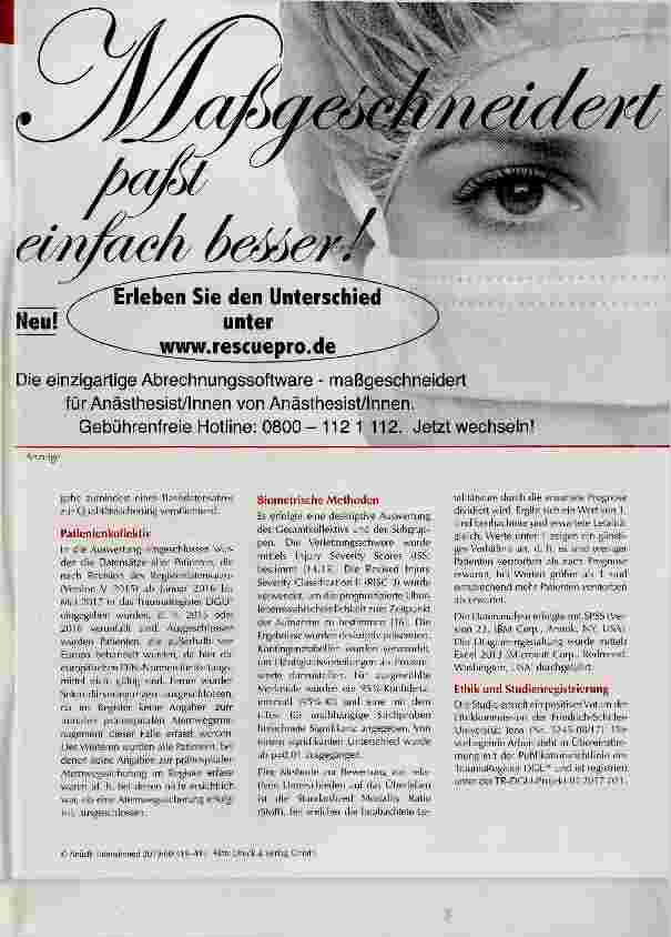 Vorschauseite 3: Prähospitale Kapnometrie als Qualitätsindikator der Schwerverletztenversorgung
