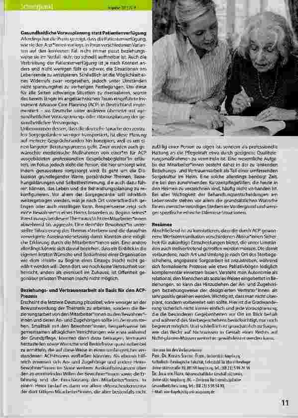 Vorschauseite 2: Auf das Sterben vorbereitet sein Advance Care Planning in der Praxis am Beispiel Pflegeheim