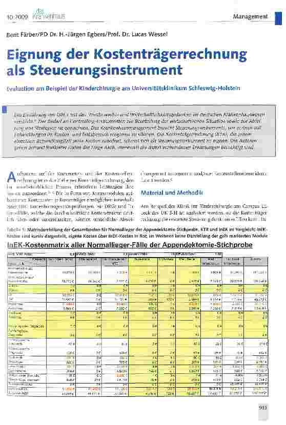 Vorschauseite 1: Eignung der Kostenträgerrechnung als Steuerungsinstrument