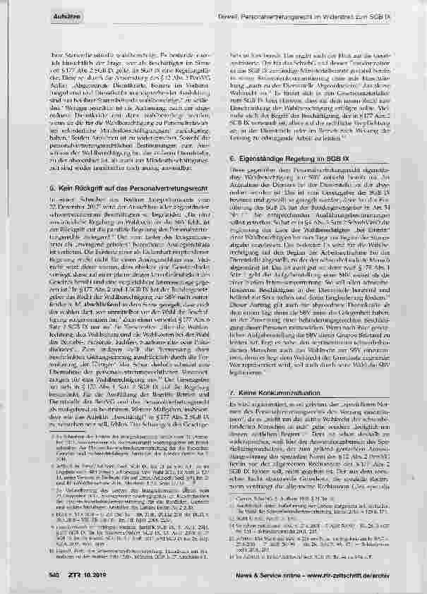 Vorschauseite 2: Personalvertretungsrecht im Widerstreit zum SGB IX - Die Wahlberechtigung abgeordneter, zugewiesener und abkommandierter schwerbehinderter Menschen