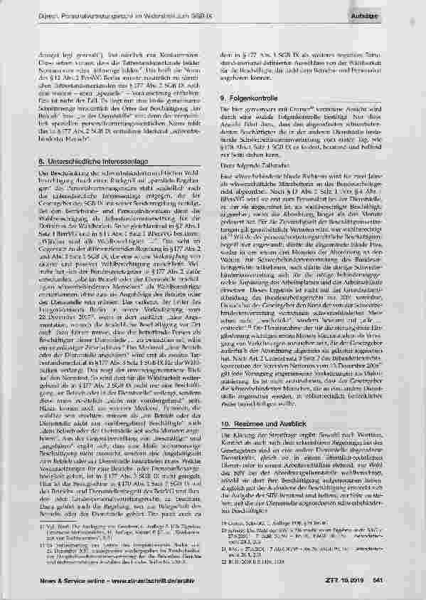 Vorschauseite 3: Personalvertretungsrecht im Widerstreit zum SGB IX - Die Wahlberechtigung abgeordneter, zugewiesener und abkommandierter schwerbehinderter Menschen
