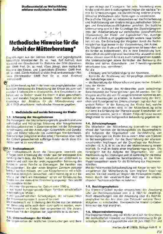 Vorschauseite 1: Methodische Hinweise für die Arbeit der Mütterberatung